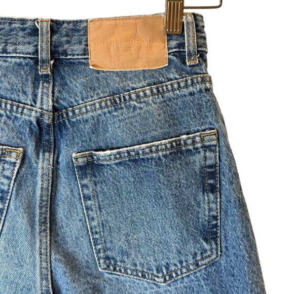 Pull & Bear High-Waist Distressed Wide-Leg Jeans 100% Cotton Women's 0 - Picture 4 of 8